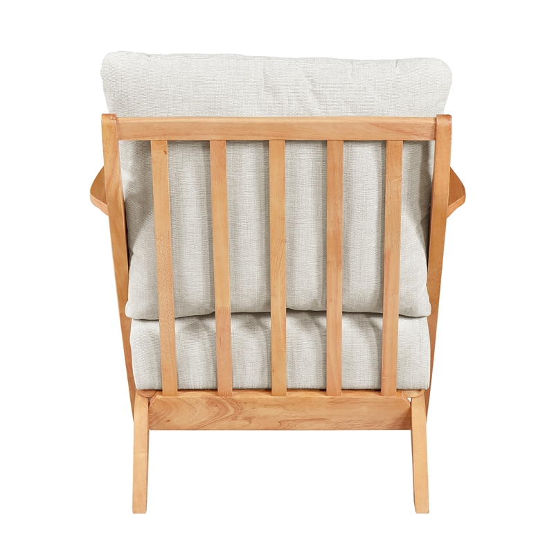 Pemberly Row Chenille Accent Chair in Beige and Natural finish