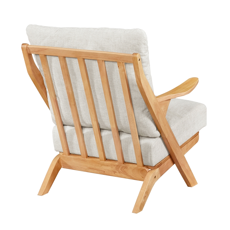 Pemberly Row Chenille Accent Chair in Beige and Natural finish
