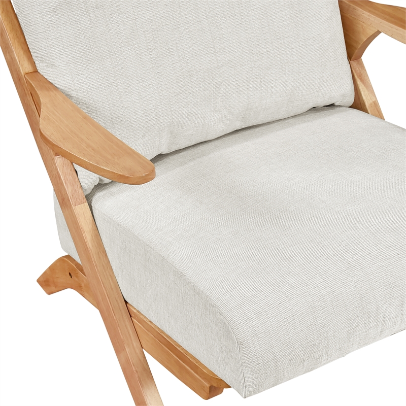 Pemberly Row Chenille Accent Chair in Beige and Natural finish