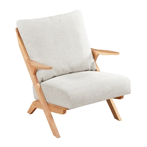 Pemberly Row Chenille Accent Chair in Beige and Natural finish