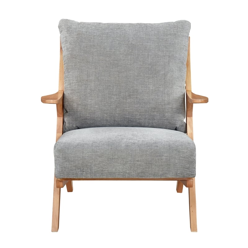 Pemberly Row Chenille Accent Chair in Gray and Natural finish