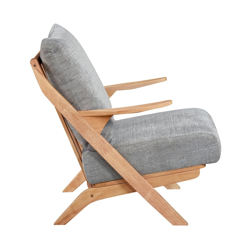 Pemberly Row Chenille Accent Chair in Gray and Natural finish