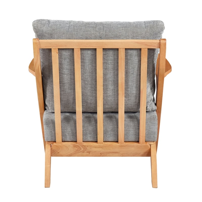 Pemberly Row Chenille Accent Chair in Gray and Natural finish
