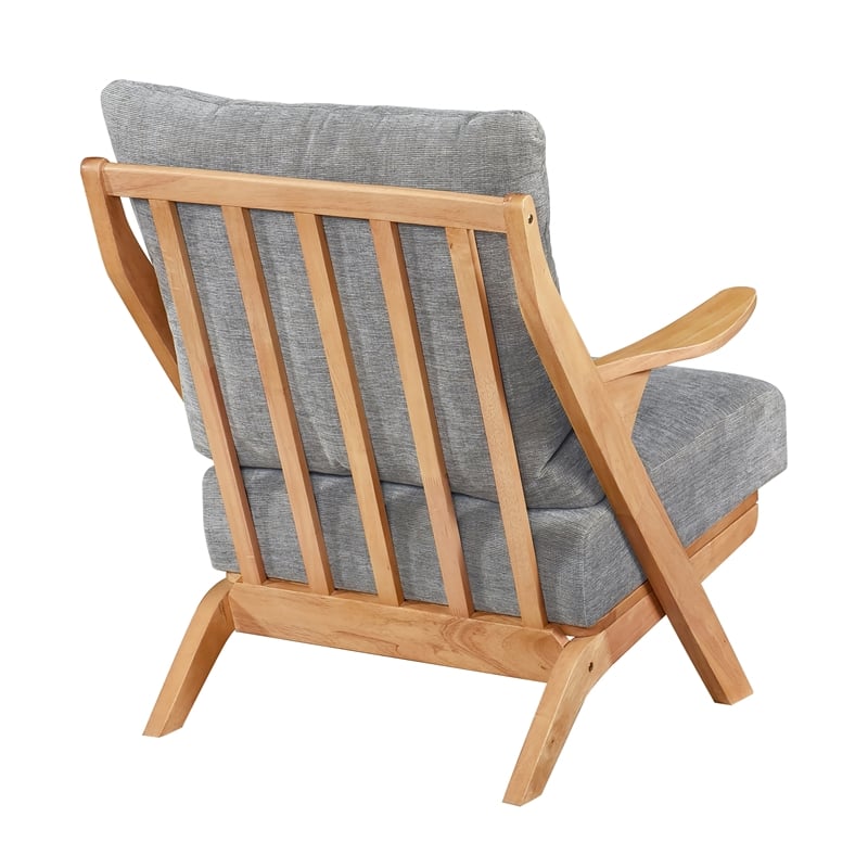 Pemberly Row Chenille Accent Chair in Gray and Natural finish