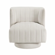 Pemberly Row Contemporary Textured Fabric Swivel Chair in Beige