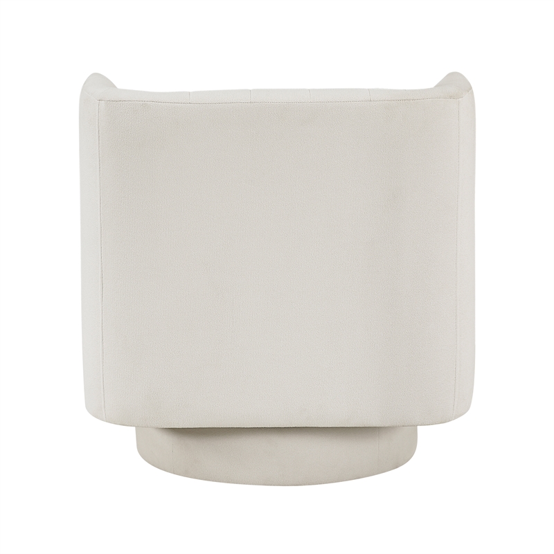 Pemberly Row Contemporary Textured Fabric Swivel Chair in Beige