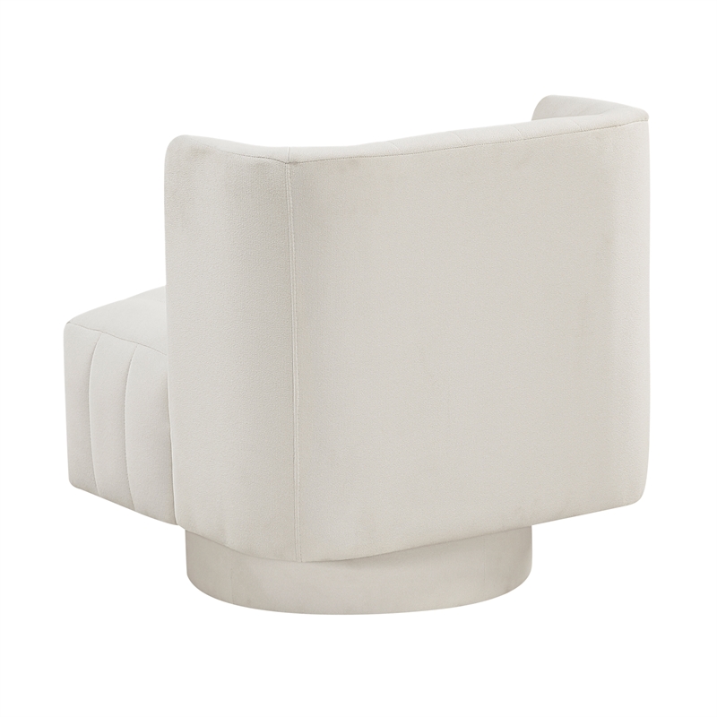 Pemberly Row Contemporary Textured Fabric Swivel Chair in Beige