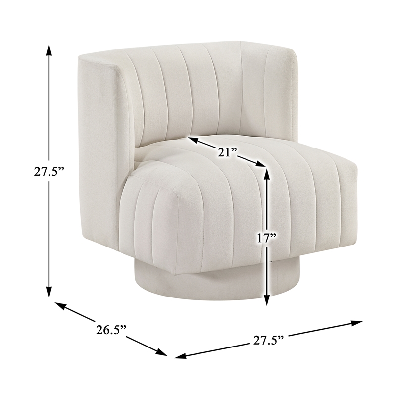 Pemberly Row Contemporary Textured Fabric Swivel Chair in Beige