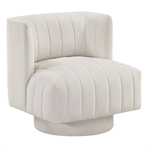 Pemberly Row Contemporary Textured Fabric Swivel Chair in Beige