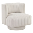 Pemberly Row Contemporary Textured Fabric Swivel Chair in Beige