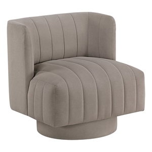 Pemberly Row Textured Fabric Upholstery Swivel Chair in Taupe