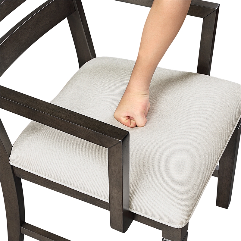 Pemberly Row Contemporary Textured Dining Arm Chair - Set of 2 in Beige