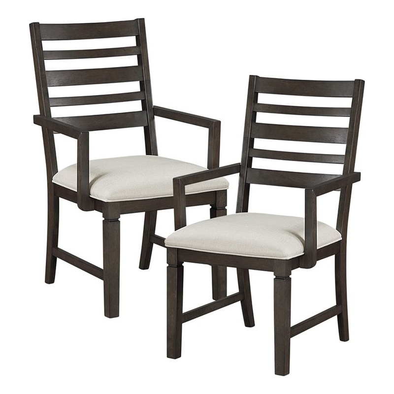 Pemberly Row Contemporary Textured Dining Arm Chair - Set of 2 in Beige