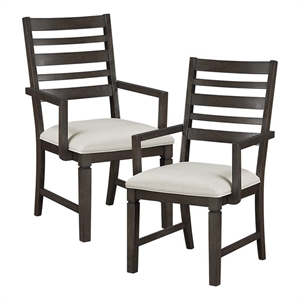 Pemberly Row Contemporary Textured Dining Arm Chair - Set of 2 in Beige