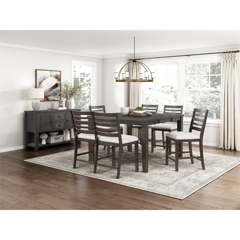 Pemberly Row Textured Counter Height Chair - Set of 2 in Beige