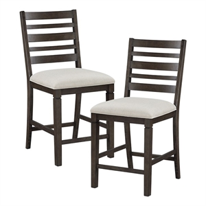 Pemberly Row Textured Counter Height Chair - Set of 2 in Beige