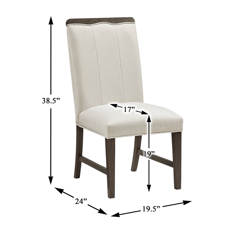 Pemberly Row Contemporary Textured Dining Side Chair - Set of 2 in Beige