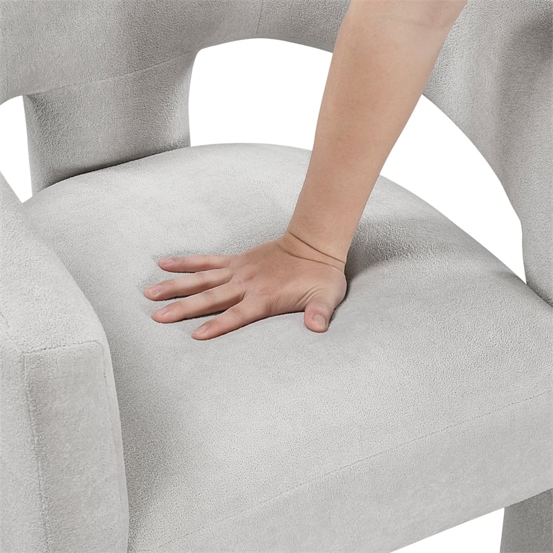 Pemberly Row Contemporary Boucle Dining Chairs - Set of 2 in Light Gray