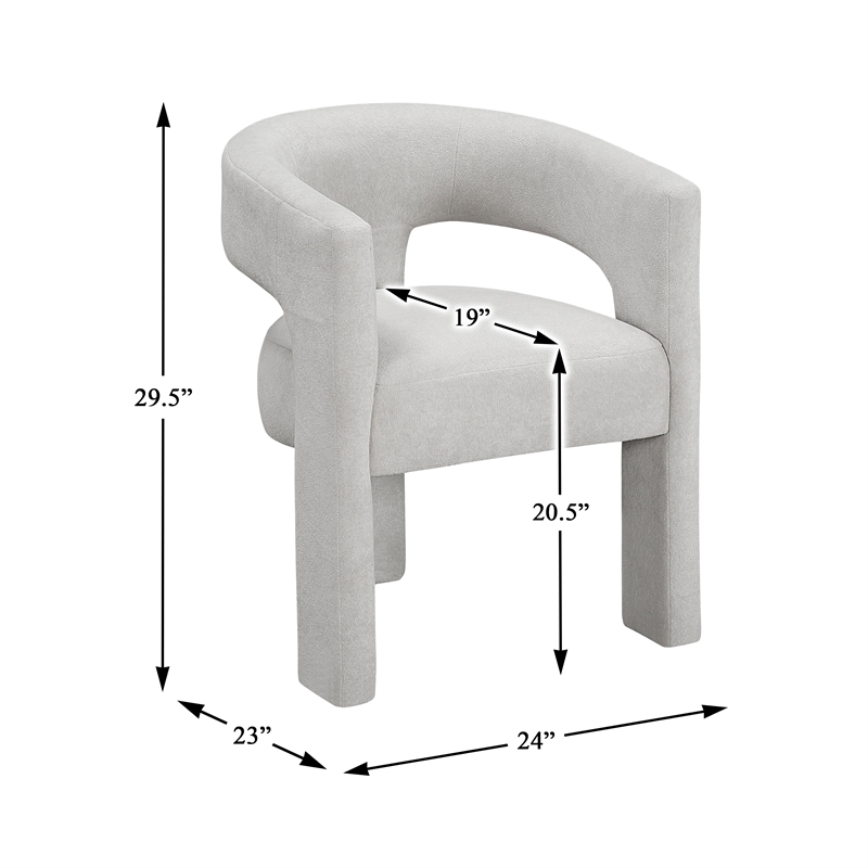 Pemberly Row Contemporary Boucle Dining Chairs - Set of 2 in Light Gray