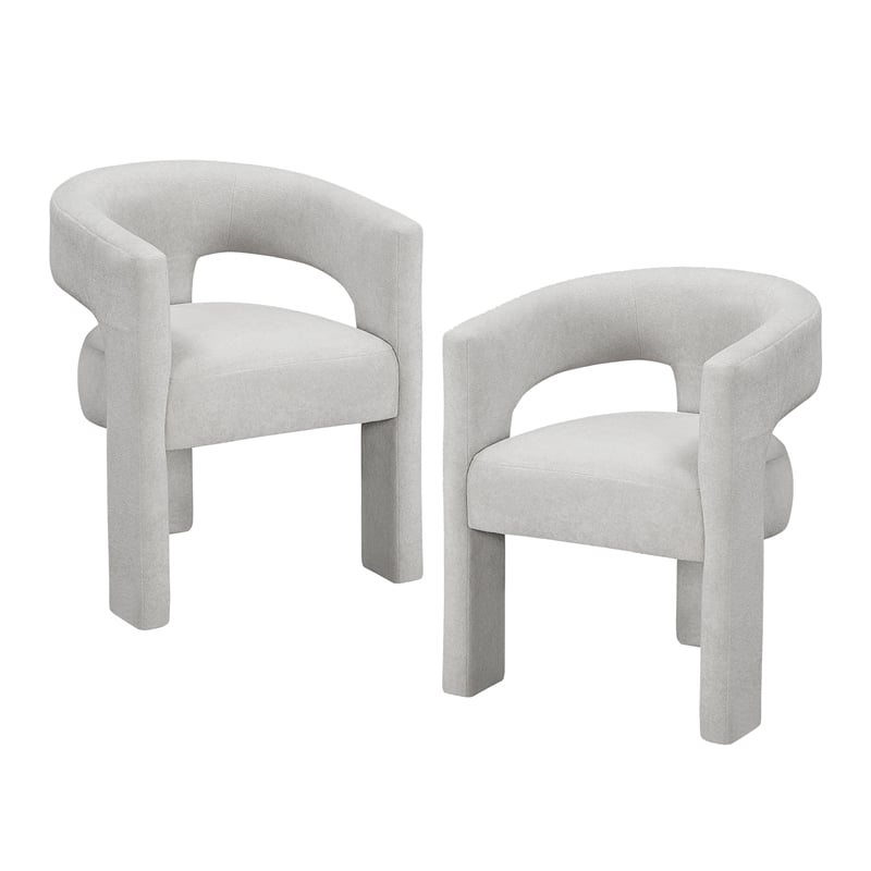Pemberly Row Contemporary Boucle Dining Chairs - Set of 2 in Light Gray