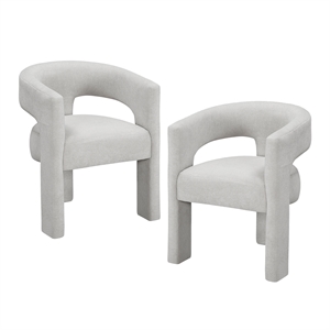 Pemberly Row Contemporary Boucle Dining Chairs - Set of 2 in Light Gray