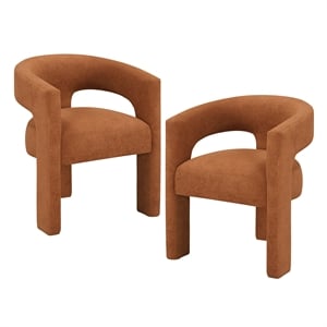 Pemberly Row Boucle Fabric Dining Chairs - Set of 2 in Orange