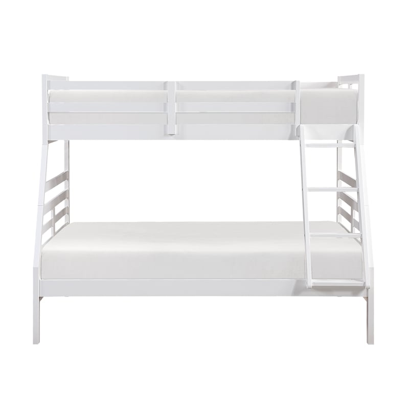 Pemberly Row Contemporary Pine Wood Twin/Full Bunk Bed in White