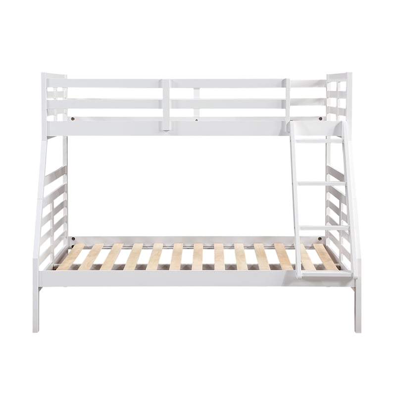 Pemberly Row Contemporary Pine Wood Twin/Full Bunk Bed in White