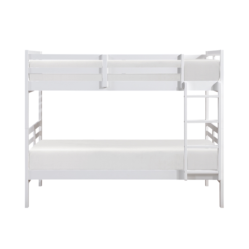 Pemberly Row Contemporary Pine Wood Twin/Twin Bunk Bed in White
