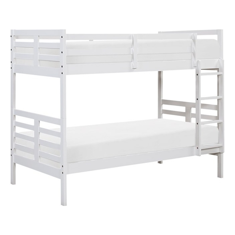 Pemberly Row Contemporary Pine Wood Twin/Twin Bunk Bed in White