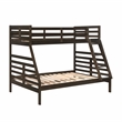 Pemberly Row Contemporary Pine Wood Twin/Full Bunk Bed in Dark Brown