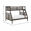 Pemberly Row Contemporary Pine Wood Twin/Full Bunk Bed in Dark Brown