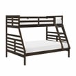 Pemberly Row Contemporary Pine Wood Twin/Full Bunk Bed in Dark Brown