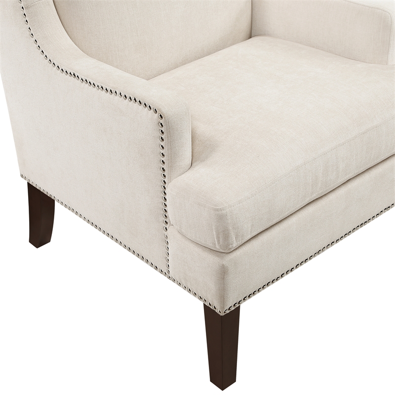 Pemberly Row Contemporary Textured Accent Chair in Beige Finish