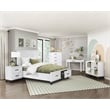 Pemberly Row Solid Wood QN Pltfm Bed in White & Metallic Gray Finish