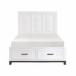 Pemberly Row Solid Wood QN Pltfm Bed in White & Metallic Gray Finish