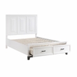 Pemberly Row Solid Wood QN Pltfm Bed in White & Metallic Gray Finish