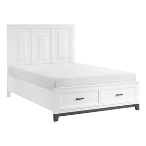 Pemberly Row Solid Wood QN Pltfm Bed in White & Metallic Gray Finish