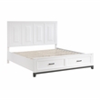 Pemberly Row Solid Wood CK Pltfm Bed in White and Metallic Gray Finish