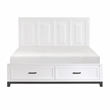 Pemberly Row Solid Wood CK Pltfm Bed in White and Metallic Gray Finish