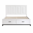 Pemberly Row Solid Wood CK Pltfm Bed in White and Metallic Gray Finish