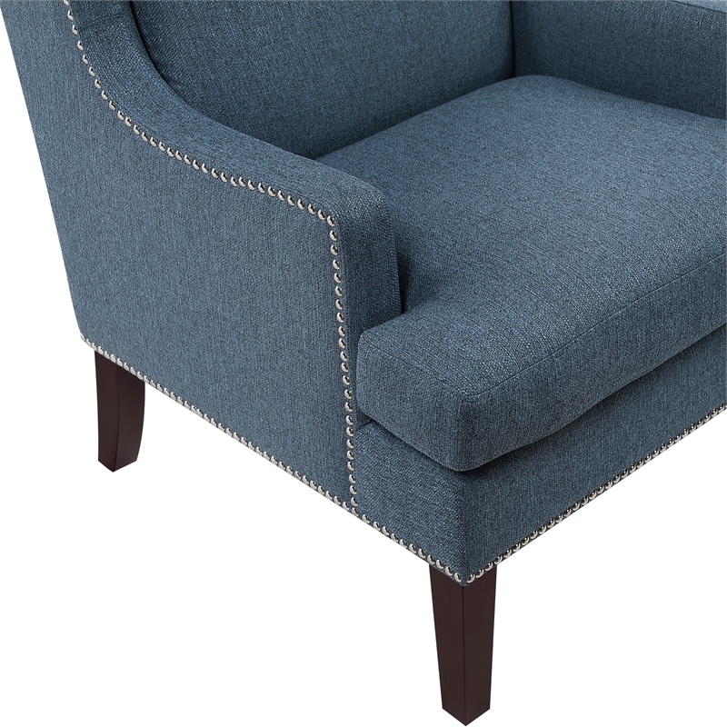 Pemberly Row Contemporary Textured Accent Chair in Blue Finish