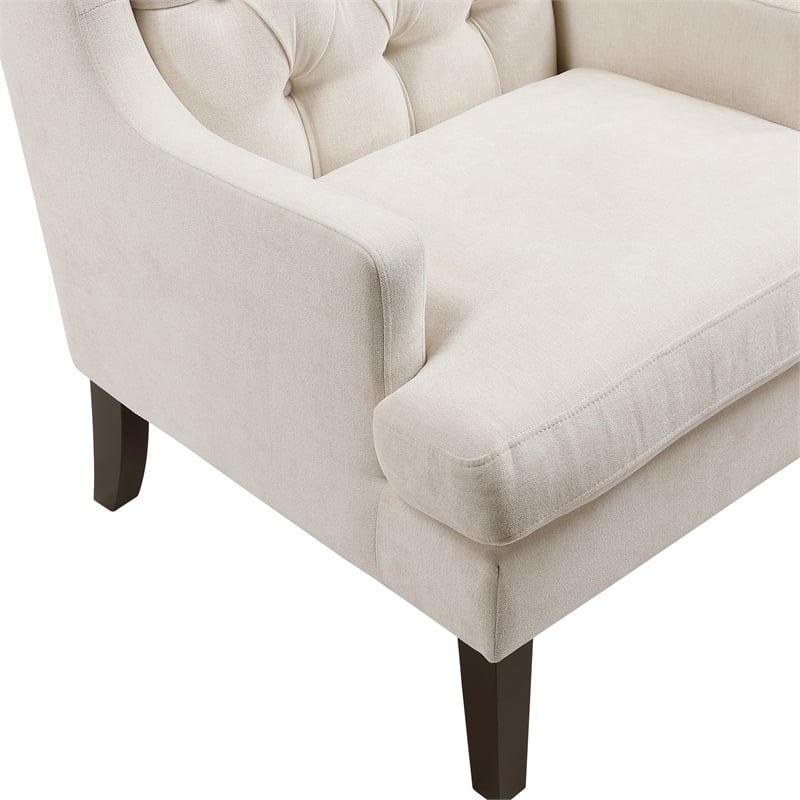 Pemberly Row Contemporary Textured Accent Chair in Beige Finish