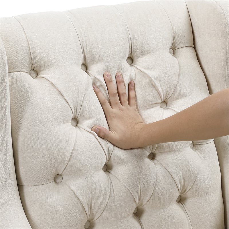 Pemberly Row Contemporary Textured Accent Chair in Beige Finish