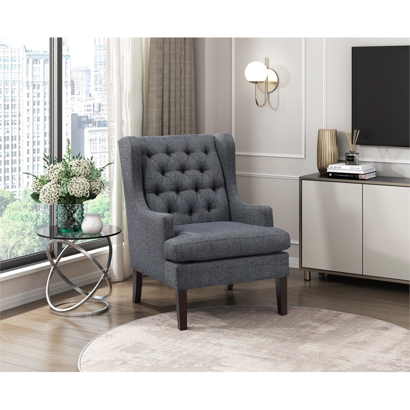 Pemberly Row Contemporary Textured Accent Chair in Charcoal Finish