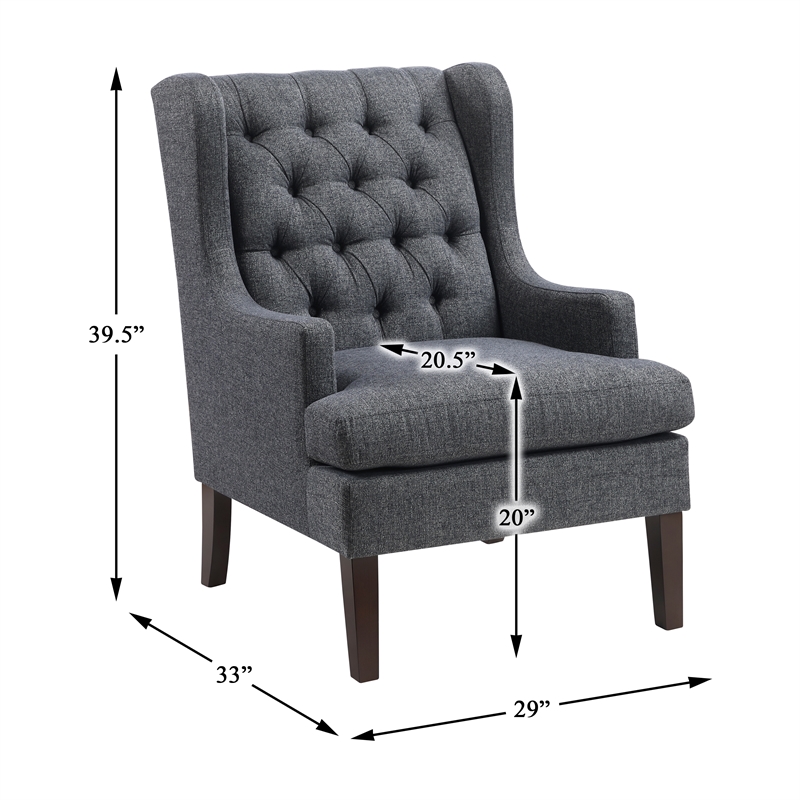 Pemberly Row Contemporary Textured Accent Chair in Charcoal Finish