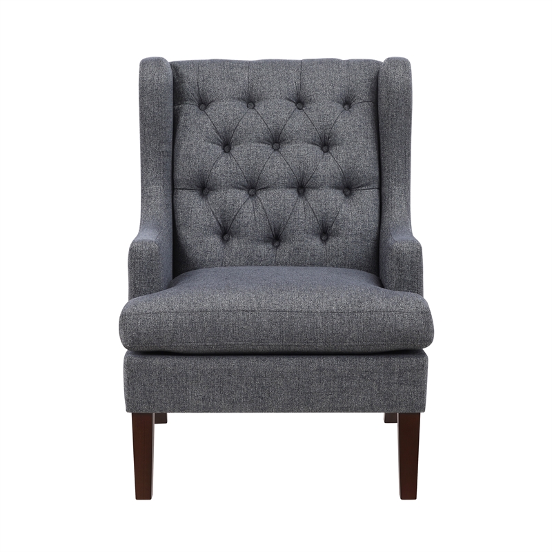 Pemberly Row Contemporary Textured Accent Chair in Charcoal Finish