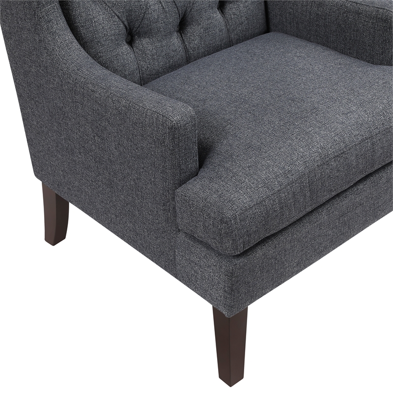 Pemberly Row Contemporary Textured Accent Chair in Charcoal Finish