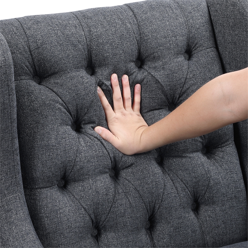 Pemberly Row Contemporary Textured Accent Chair in Charcoal Finish