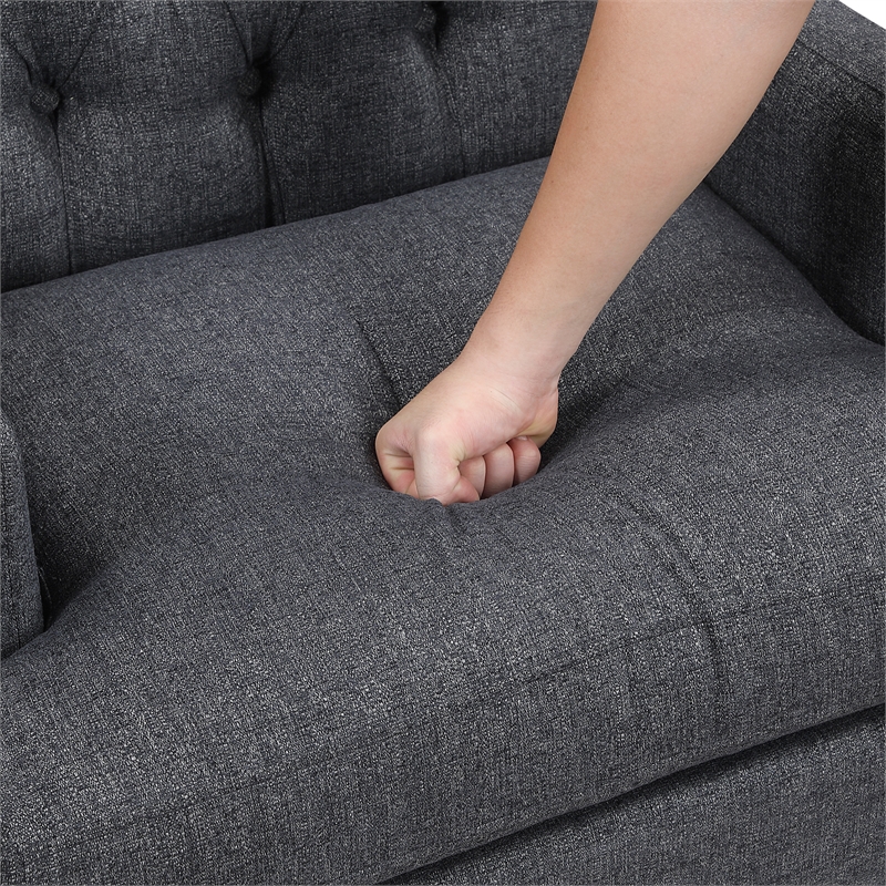 Pemberly Row Contemporary Textured Accent Chair in Charcoal Finish